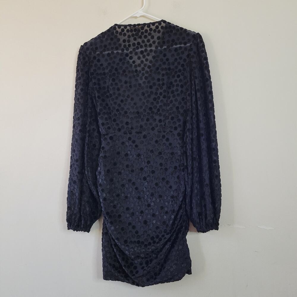 Maje Reine Burnout Dot Long Sleeve Mini Dress Holiday Party LBD Size 36 - Picture 7 of 8